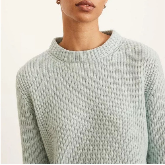 VINCE Mint Cashmere Shaker Rib Pullover Crewneck Sweater Women’s Size Medium - Picture 4 of 13